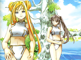 3d обои Алиссия и Акира в купальниках, аниме Ария  вода