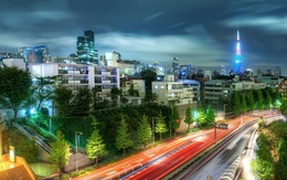 3d обои Ночной Токио  дороги