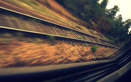 3d обои Фото железной дороги из вагона поезда  деревья