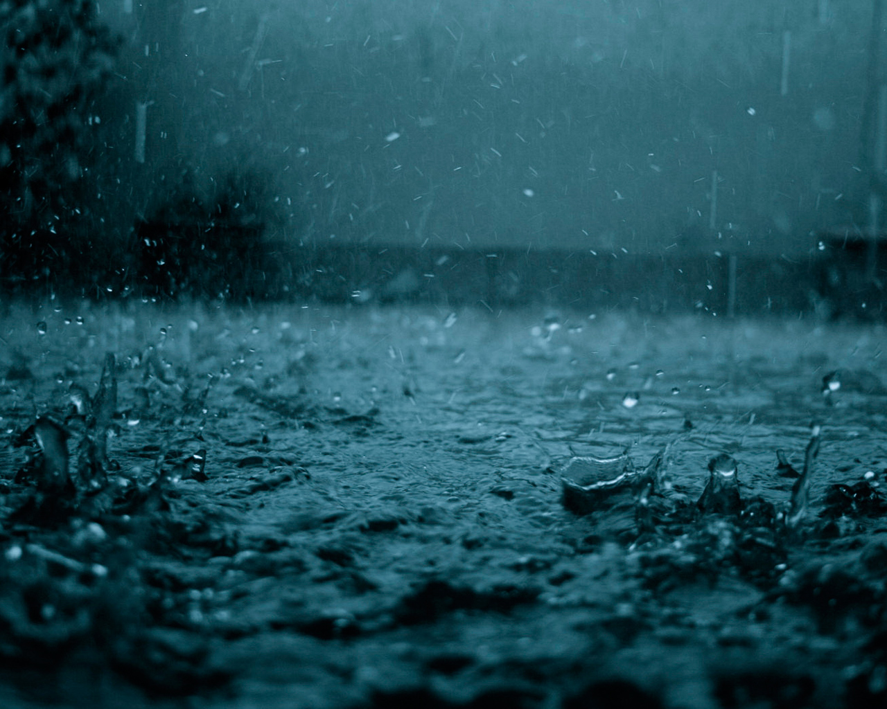 3d обои Тёмные, спокойные по тону обои с падающими и отскакивающими от асфальта каплями дождя.  дождь # 34390