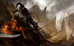 3d обои Video Game - Guild, Демон с огненным топором  демоны