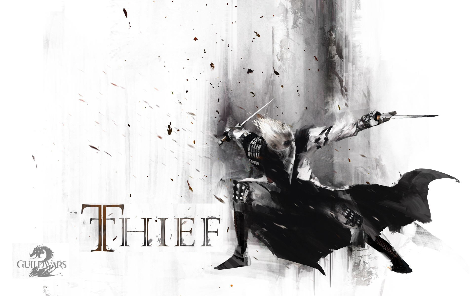 3d обои Видео игра Guild Wars, Злобный парень в маске с мечами в руках (Thief)  игры # 41662