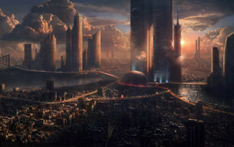 3d обои Город будущего  фантастика