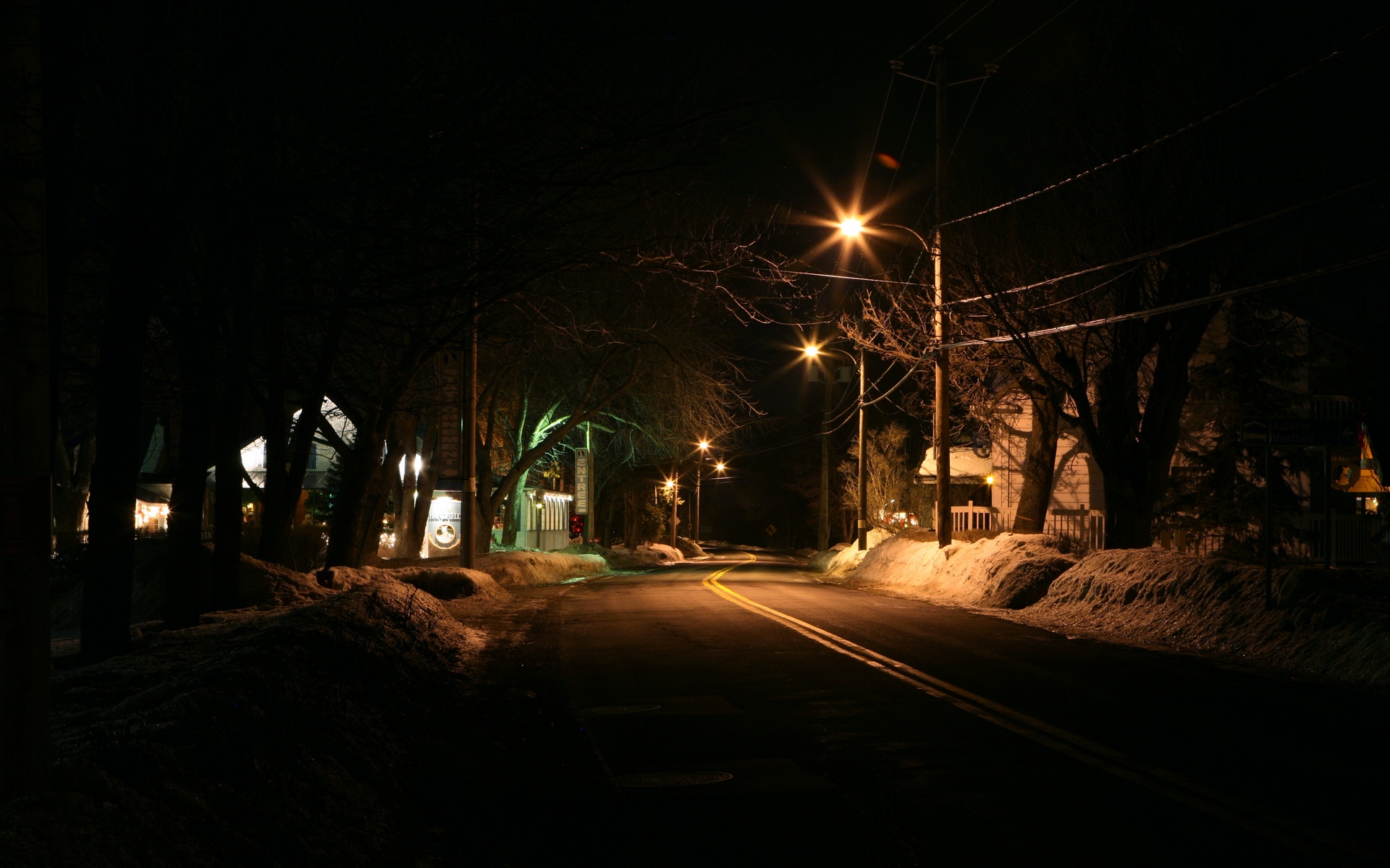 3d обои Ночная дорога  зима # 40772