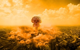 3d обои Ядерный гриб в виде черепа  дым