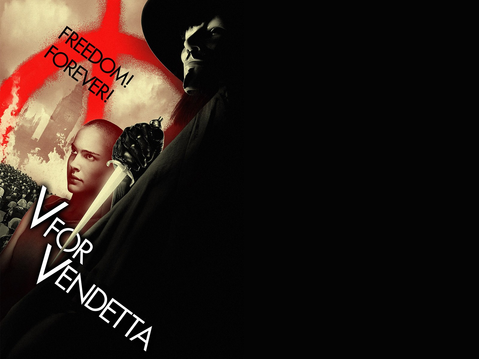 3d обои Главные герои фильма V for Vendetta / V значит Вендетта (Freedom! Forever!)  известные люди # 41981
