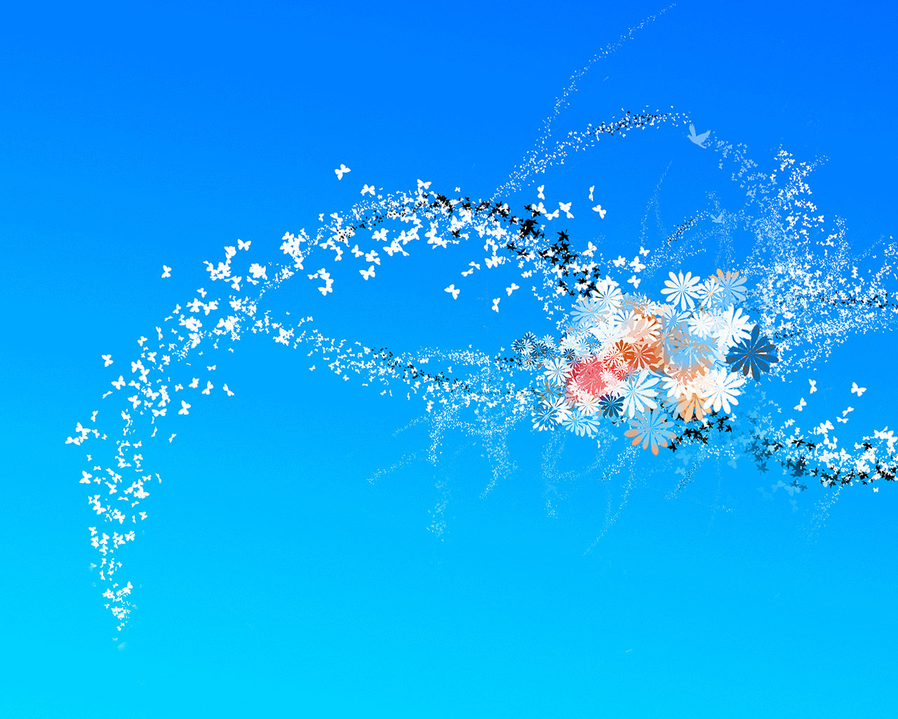 3d обои Цветочно - бабочковый взрыв  абстракция # 18330