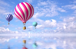 3d обои Воздушные шары над гладкой поверхностью воды  воздушные шары