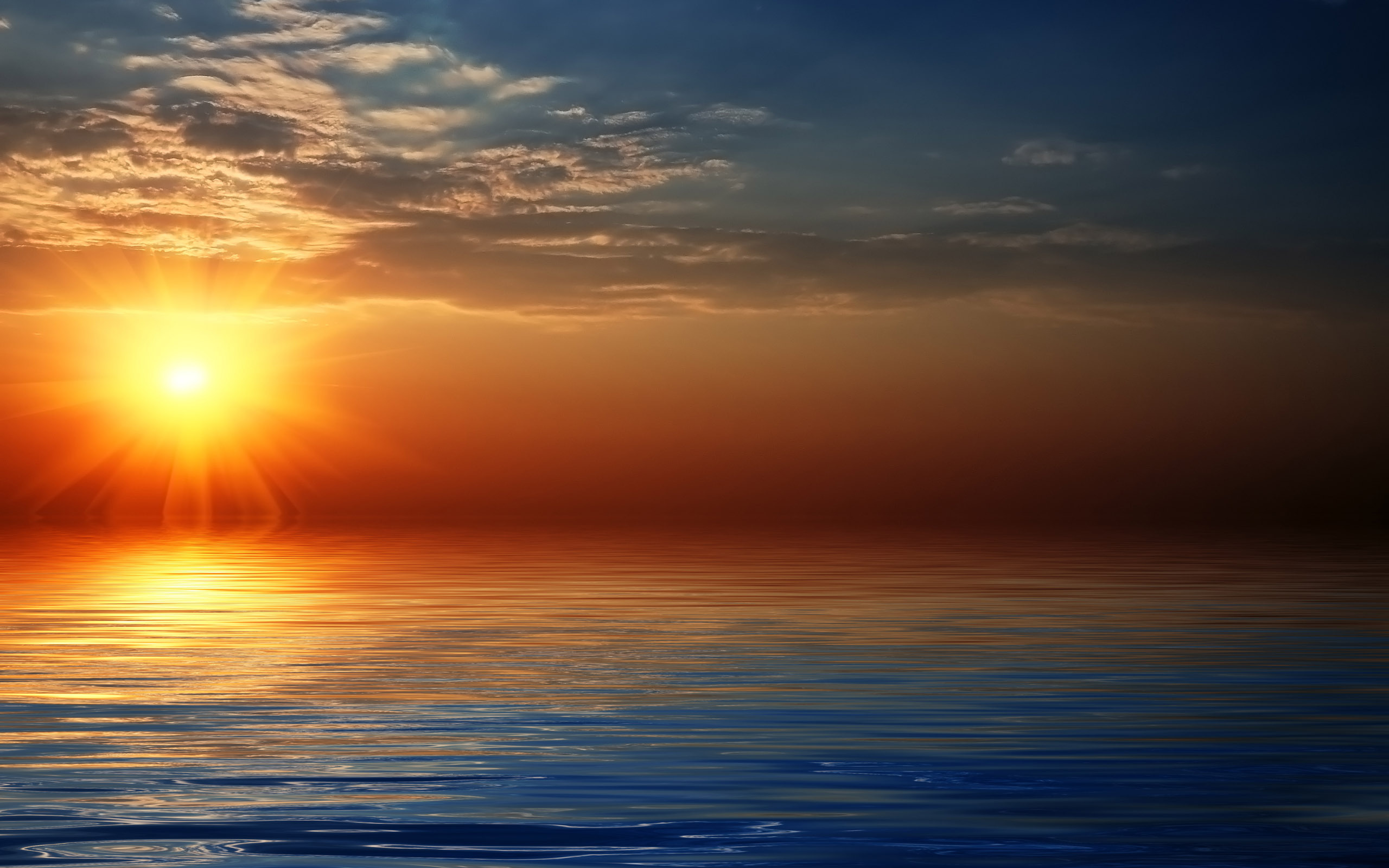 3d обои Красивое море в лучах яркого солнца  ретушь # 76396
