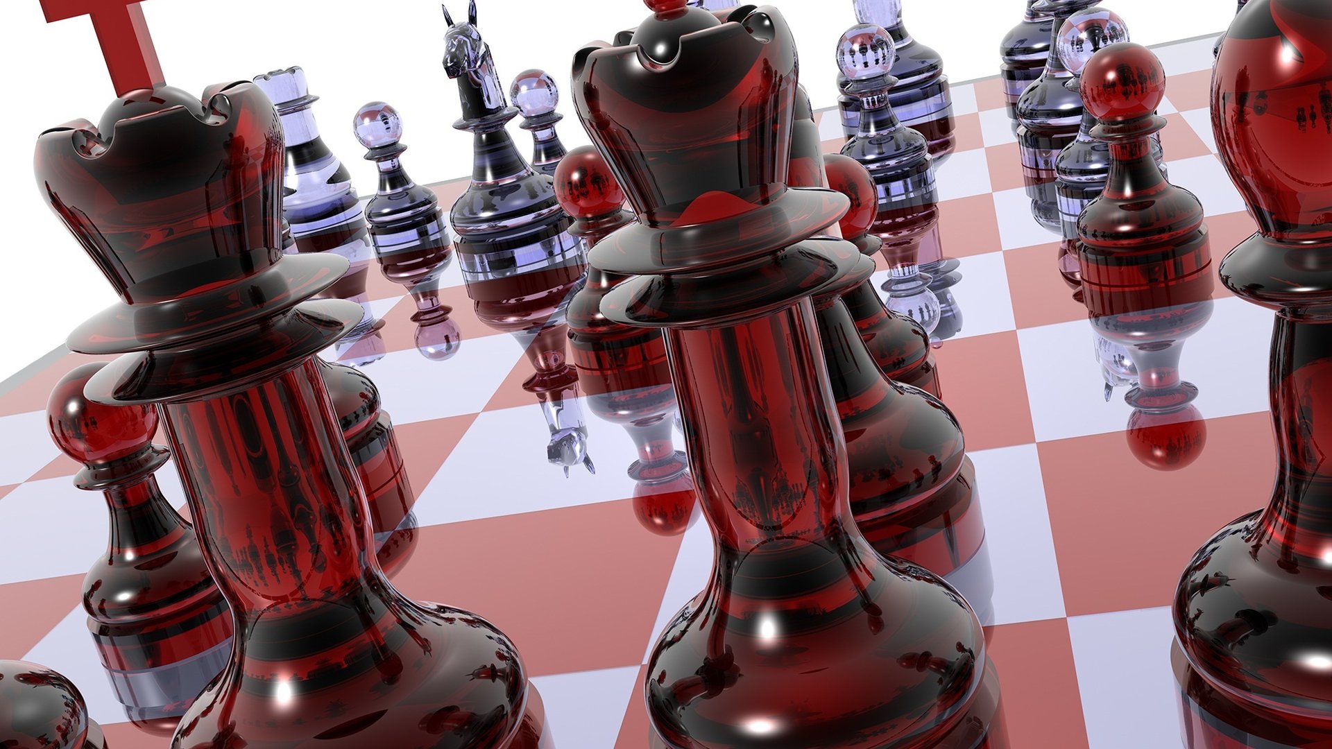 3d обои Стеклянные шахматы  игры # 41657