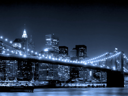 3d обои Красивый город с шикарным мостом  ночь