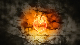 3d обои Огненное сердце  сердечки
