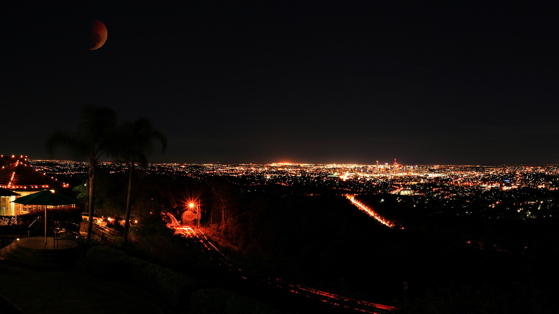 3d обои Панорама ночного города  дороги # 35463