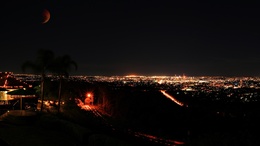 3d обои Панорама ночного города  луна