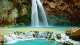 3d обои Красивый водопад с лазурной водой  вода