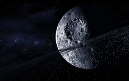 3d обои Мертвая звезда испещренная кратерами от астероидов, с астероидным поясом на орбите  3d графика