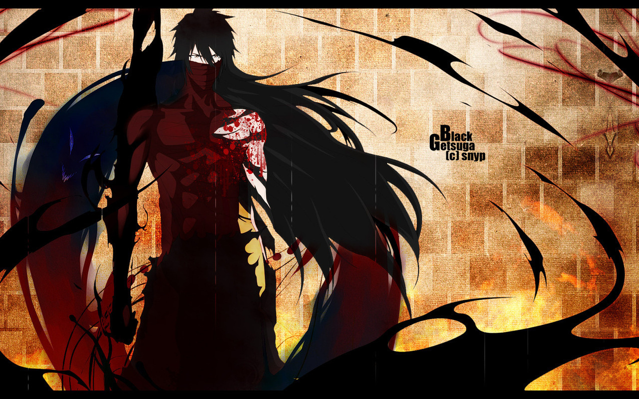3d обои Аниме Bleach (Black Getsuga [c] snyp)  кровь # 48888