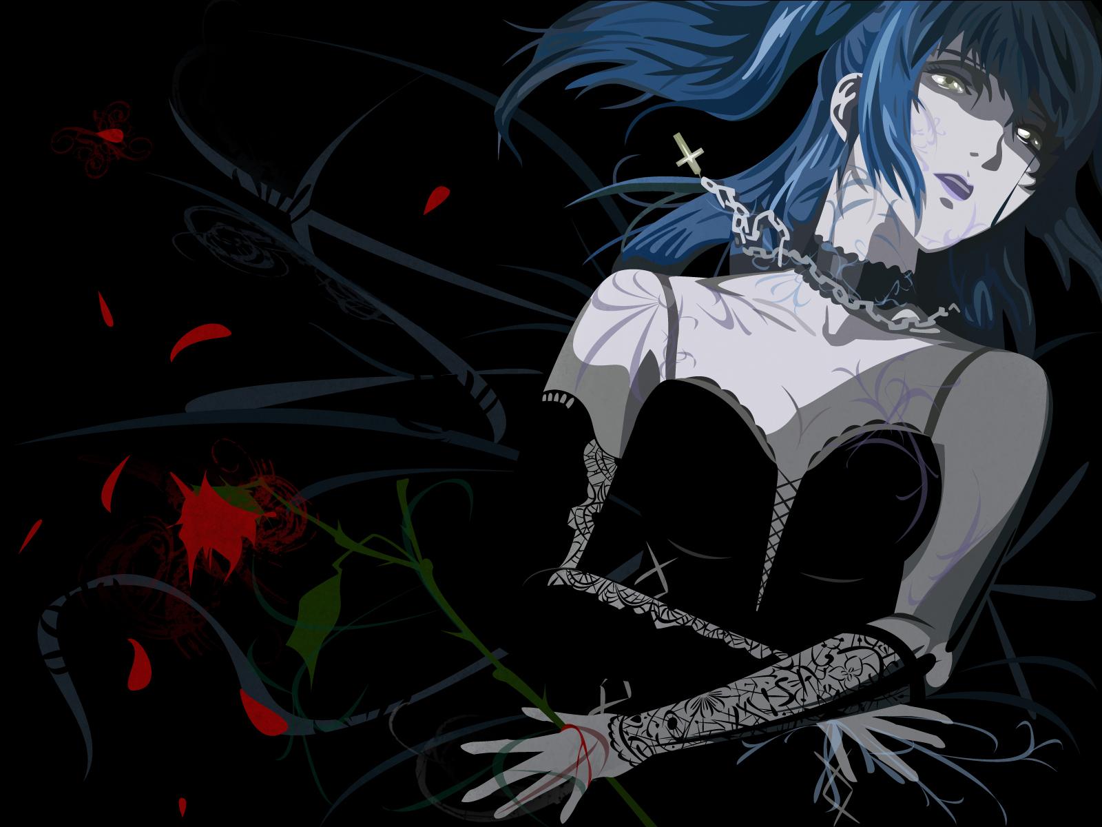 3d обои Misa из аниме Death Note в готическом стиле  цветы # 86238