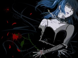 3d обои Misa из аниме Death Note в готическом стиле  цветы