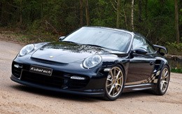 3d обои Porsche 911 GT на дороге возле леса (Kubatech)  авто