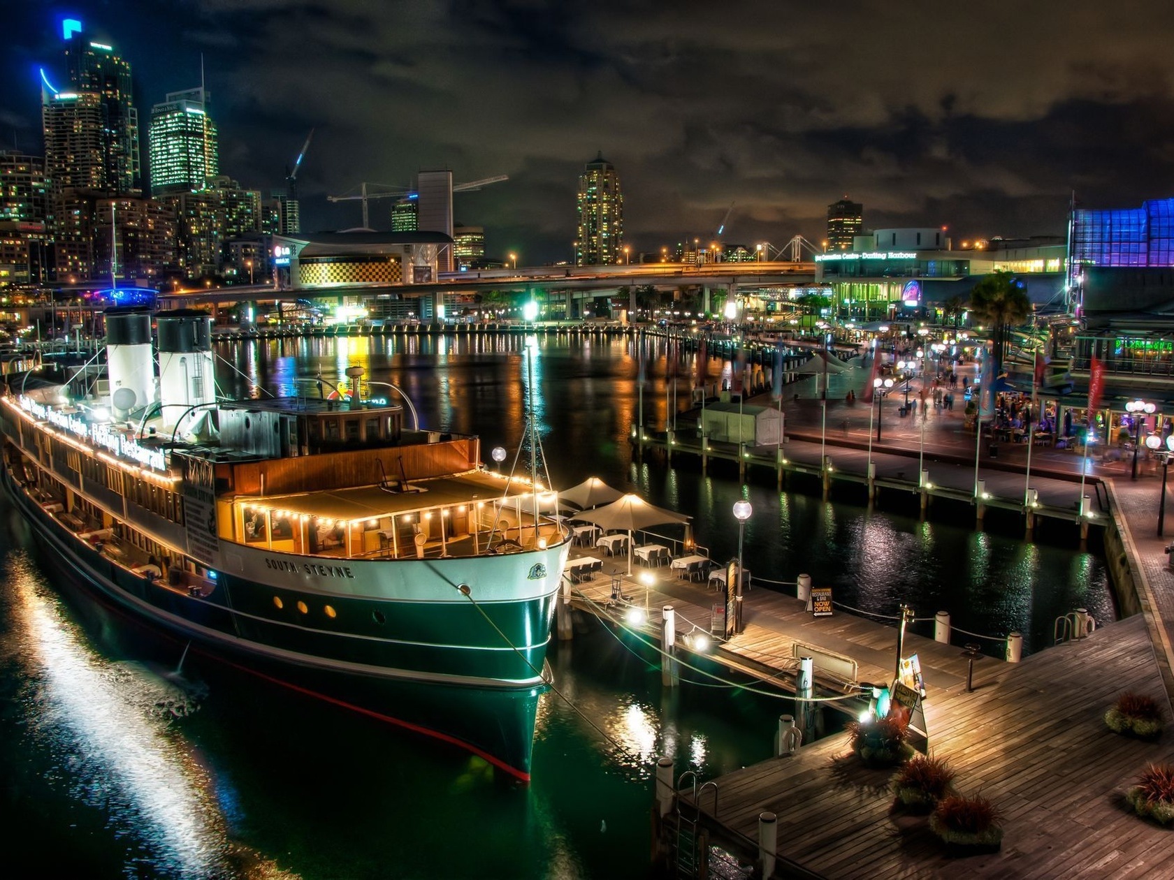3d обои Ночной порт Сиднея, Австралия / Sydney, Australia  вода # 21476