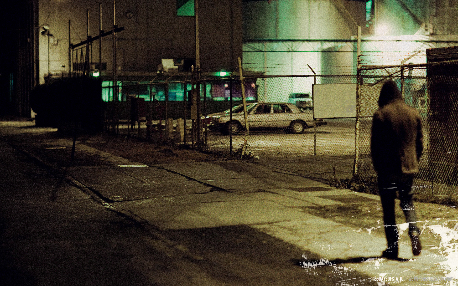 3d обои Парень идет ночью по пустой улице ( 65daysofstatic)  город # 24033