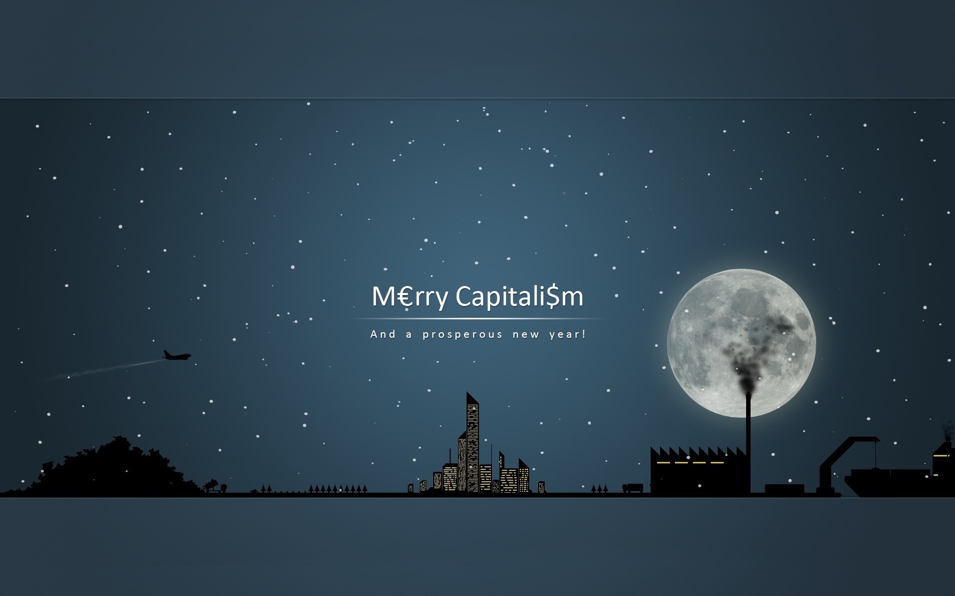 3d обои Рисунок ночного города и пожелание счастливого капитализма (Merry Capitali$m and a prosperous new year!)  город # 24029