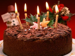 3d обои Торт со свечками  новый год