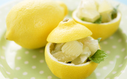 3d обои Ананасовые ломтики в лимонной кожуре с мятой  листья
