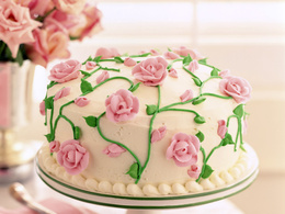 3d обои Торт украшенный розочками  цветы