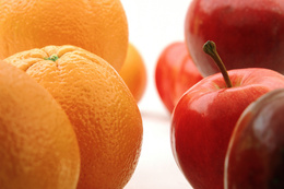 3d обои Апельсины и красные яблоки  макро