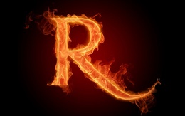 3d обои Горящая буква R  огонь