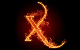 3d обои Горящая буква X  огонь