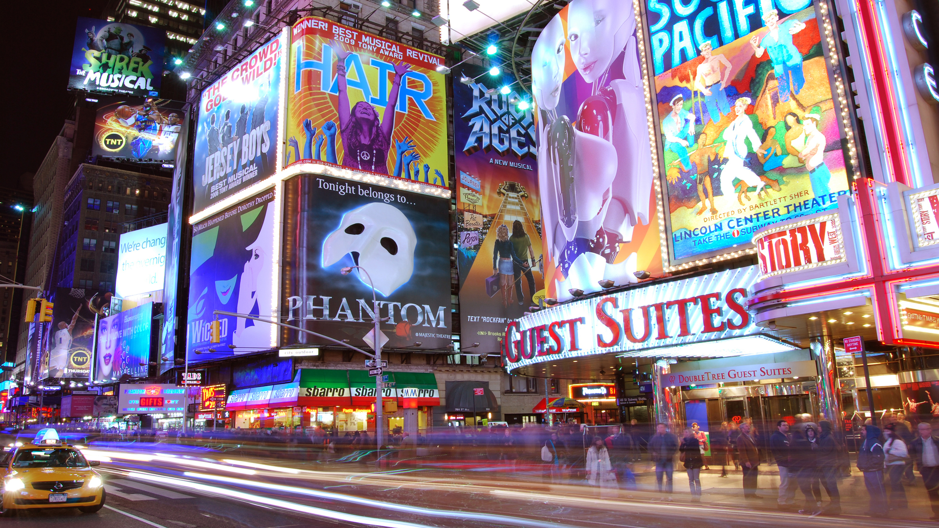 3d обои Нью-Йорк. Таймс -сквер утопает в буйстве рекламных огней.  реклама # 76193