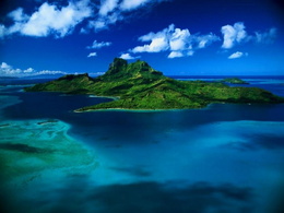 3d обои Необитаемый островок в океане  море