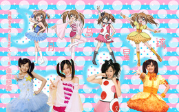 3d обои Кохару Кусуми / Koharu Kusume из японской группы Morning Musume косплеит разные образы девушки из аниме Революция пузырьков / Kirarin revolution  косплей