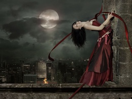 3d обои Полнолуние-благодатная пора для вампиров (urban passion/городские страсти)  луна
