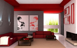 3d обои Гостиная с выраженным прямоугольными очертаниями предметов интерьера  интерьер