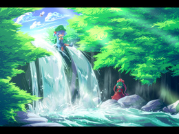 3d обои Девочки у водопада  вода