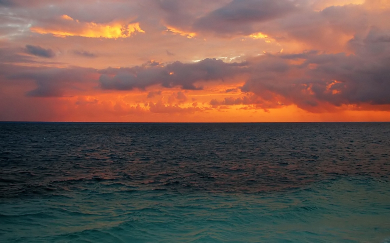 3d обои Спокойная гладь моря, над нею, розовеющее в первых лучах солнца, небо.  море # 55831