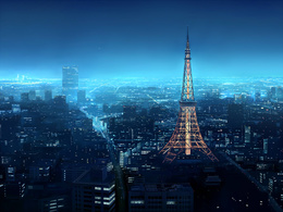 3d обои Ночной Париж  город
