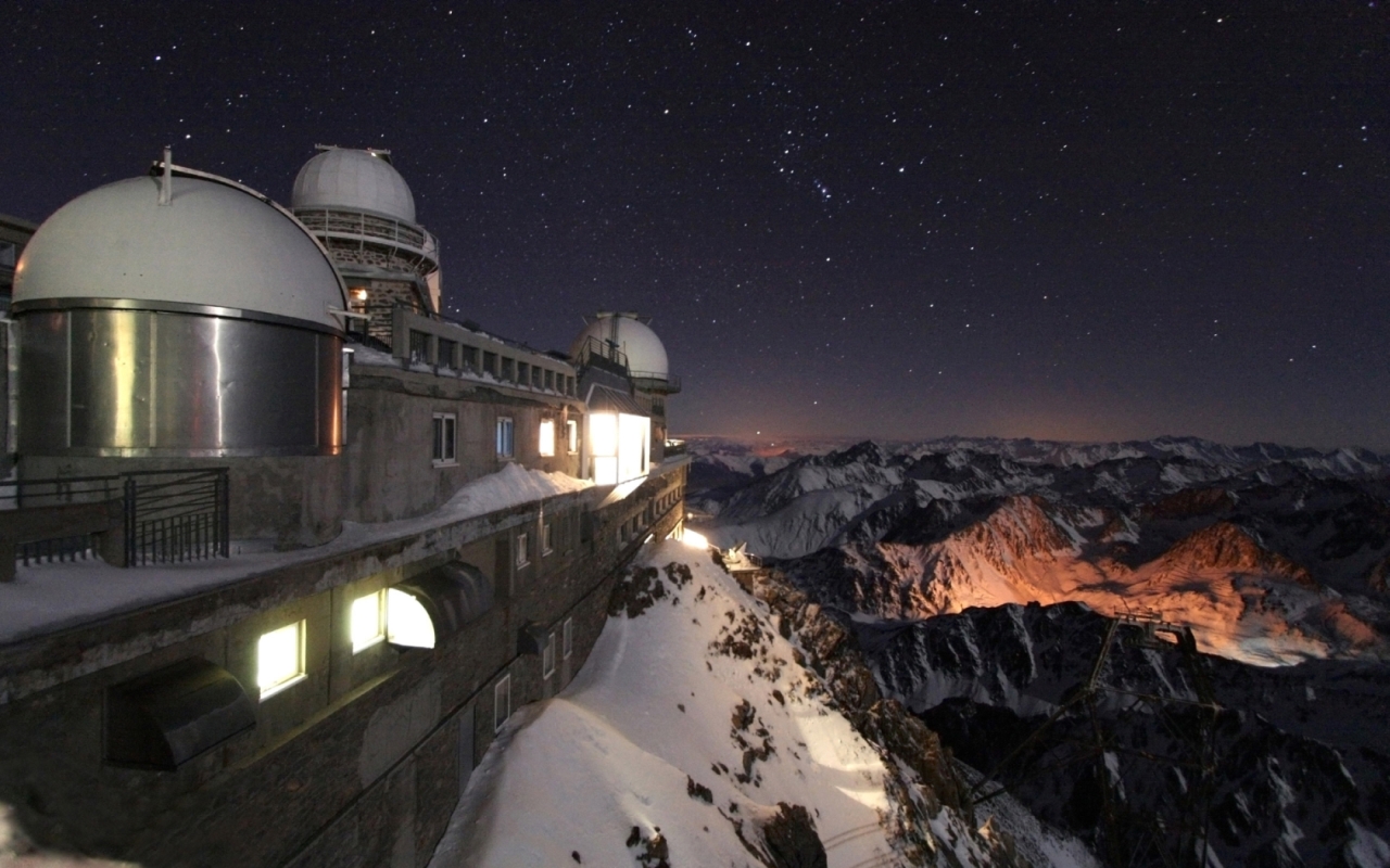 3d обои Обсерватория высоко в горах  снег # 80455