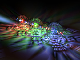 3d обои Стеклянные шары, освещённые разноцветным светом  шарики