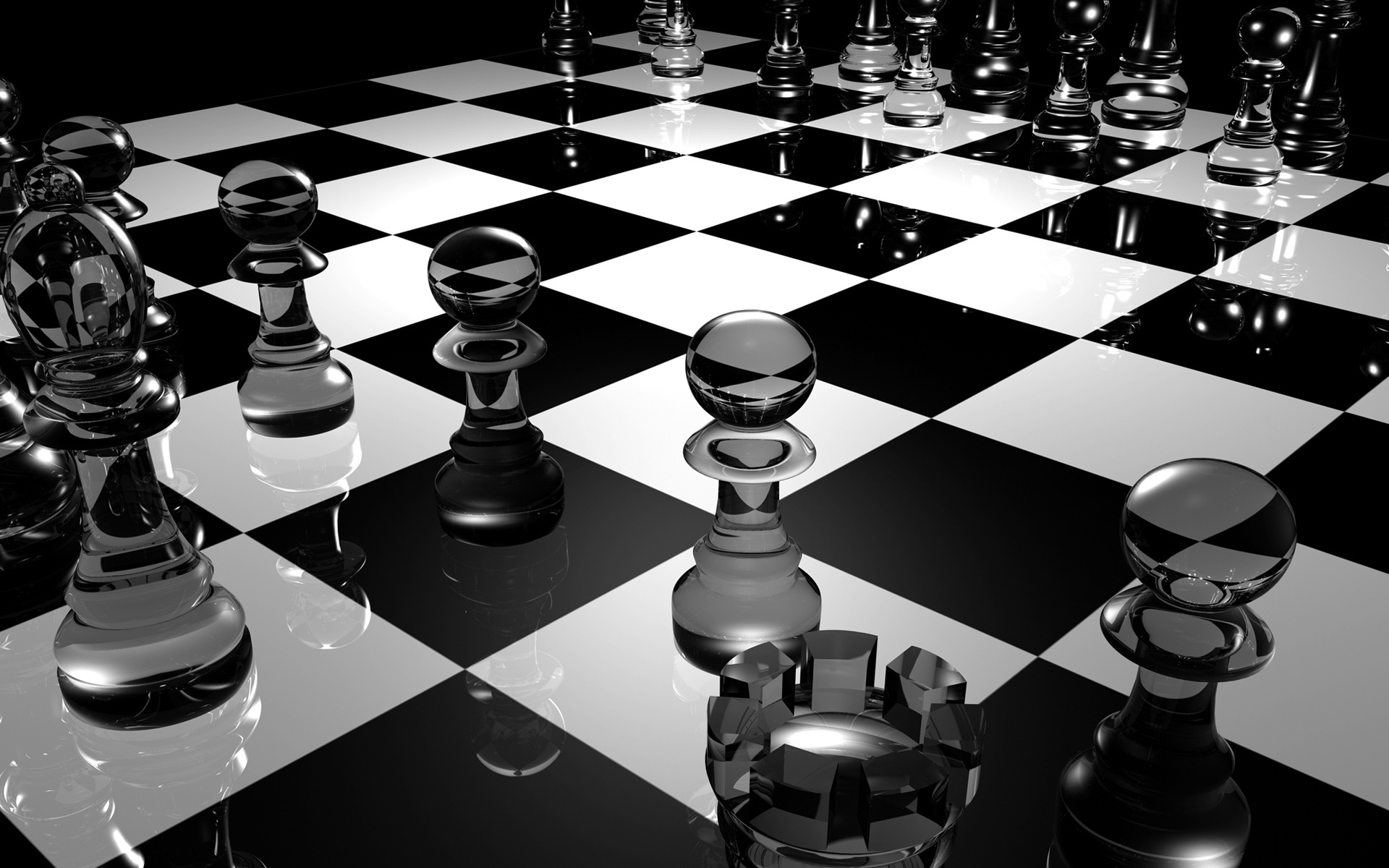 3d обои Стеклянные шахматы  игры # 41614