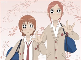 3d обои Риса и Отани из аниме Lovely complex  предметы