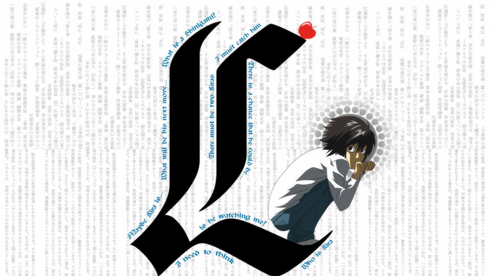 3d обои L из аниме Death Note  черно-белые # 88473