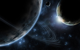 3d обои Планета с поясом астероидов  космос