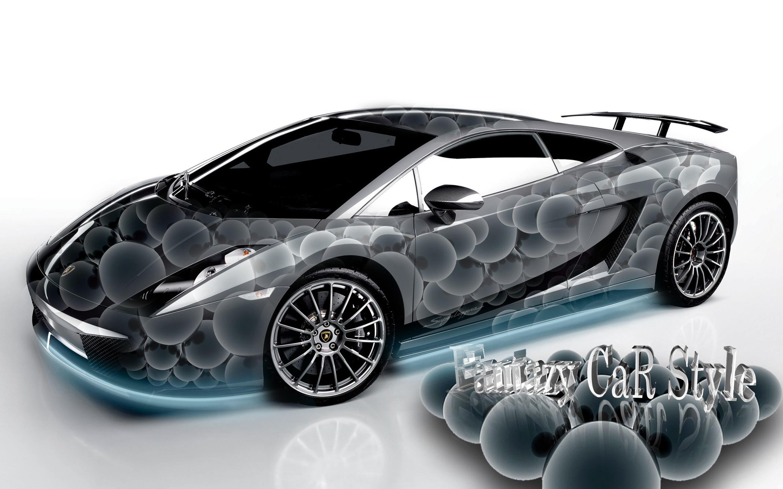 3d обои Фантазийная модель авто с шарами для боулинга (Fantazy Car Style)  шарики # 89252