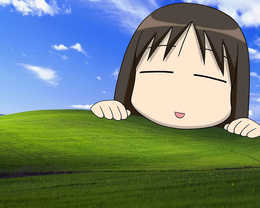 3d обои Осака из аниме Azumanga Daioh / Адзуманга Дайо на фоне стандартных обоев Windows XP  прикольные