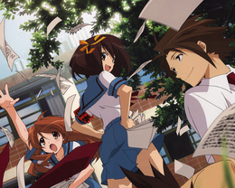 3d обои Микуру, Харухи и Кён из аниме Меланхолия Харухи Судзумии / The Melancholy of Haruhi Suzumiya  девушки